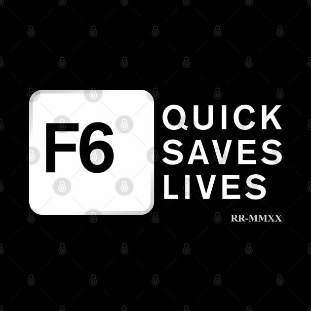 Official ROCKY ROCKHEAD Merch - F6 Quicksaves Lives (White) by Rockhead