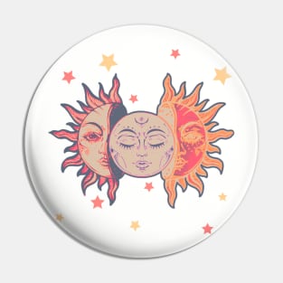Star child of the moon and sun ( dreamy blue bg, matte 1 version) Pin