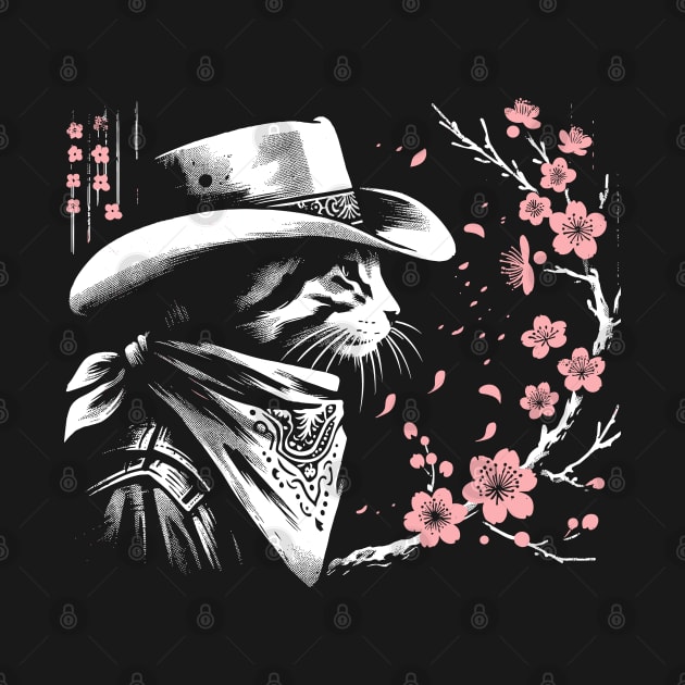Kawaii Japanese Funny Cat Cowboy Cowgirl Meow Howdy Meowdy by KsuAnn