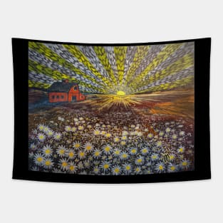 In the daisy field at sunrise Tapestry