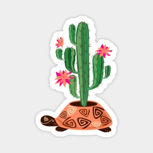 Turtle Cactus Illustration Magnet