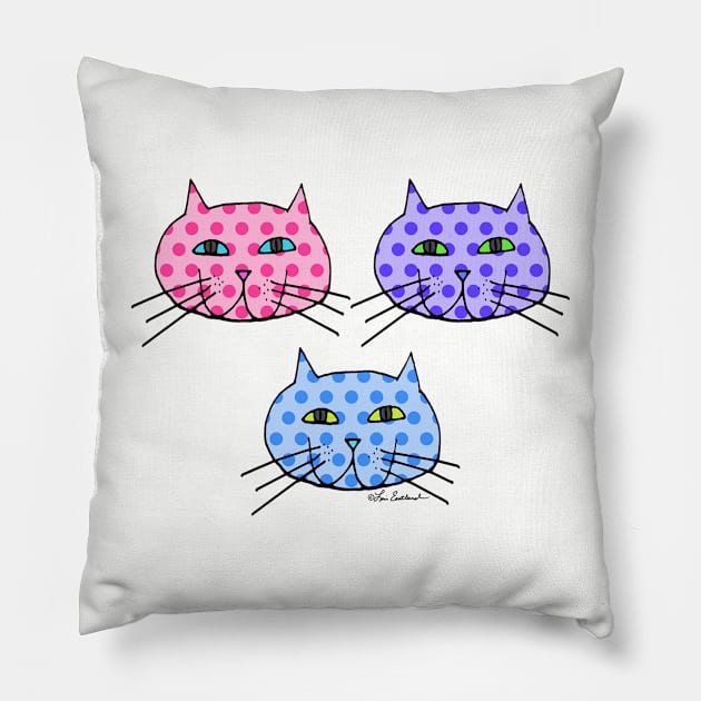 Polka Dot Cats Pillow by loeye