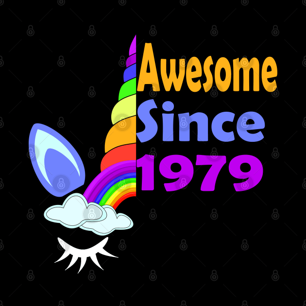 Awesome Since 1979 Funny 40th Birthday Unicorn Lover Gift Idea by Inspireshirt