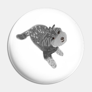 Cute Grey Color Maltipoo Dog Pin