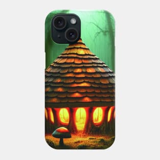 Magical Big Cottage Mushroom House with Lights in Forest with High Trees, Mushroom Aesthetic Phone Case