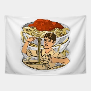 Pasta on the plate: yummy spaghetti Tapestry