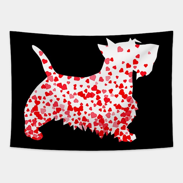 Scottie Scottish Terrier Heart Dog Valentine_s Day Tapestry by jadolomadolo