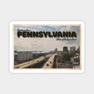 Greetings from Pennsylvania - Vintage Travel Postcard Design Magnet