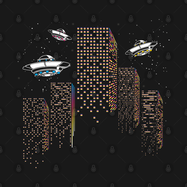 UFO Attack City Skyline by machmigo