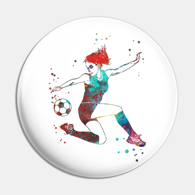 Female Soccer Player Pin by RosaliArt