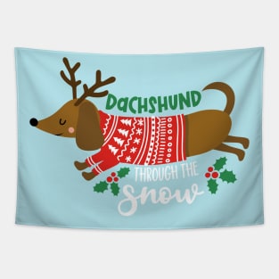 Dachshund through the snow Tapestry