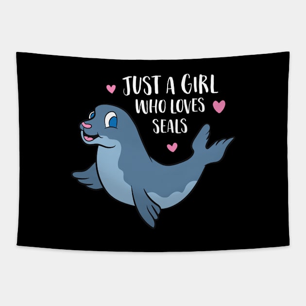 Just a Girl Who Loves Seals Cute Seal Girl Tapestry by EQDesigns