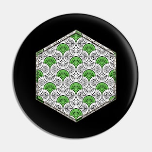 Geometric Art Deco Alternating Leaf Scale Pattern in Green n.077 Pin