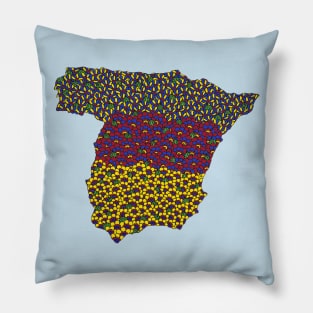 Spain Outline with Henna Flowers Pillow