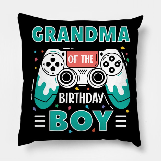 grandma Of The Birthday Boy Video Game B-day Gift For Boys Kids Pillow by Patch Things All