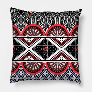 Colorful ethnic motif with red flowers Pillow