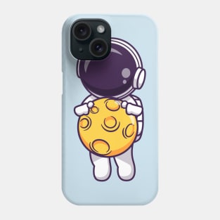 Cute Astronaut Flying With Moon Cartoon Phone Case