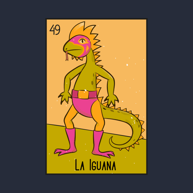 La Iguana // Mexican Luchador Loteria Card by SLAG_Creative