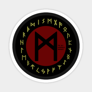 Red Mannaz Futhark Rune Symbol Magnet