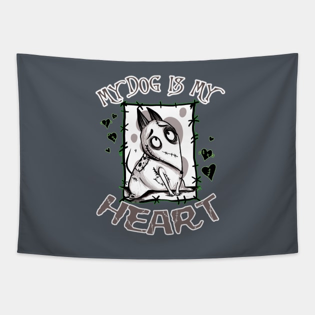 My Dog is my Heart Tapestry by Scribble Creatures