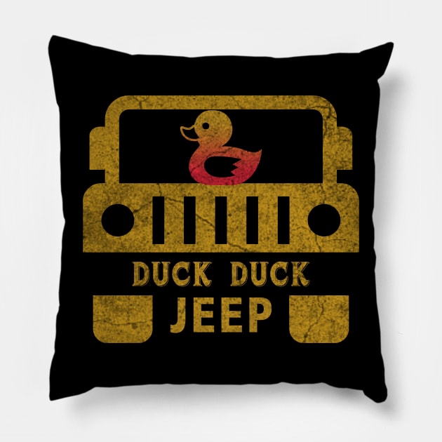 Duck Duck Jeep Pillow by ysmnlettering