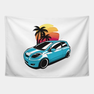 Blue Yaris MK2 Sunset Palms Tapestry