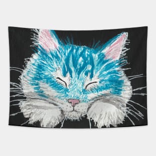 Sleeping  fluffy  blue cat art Tapestry