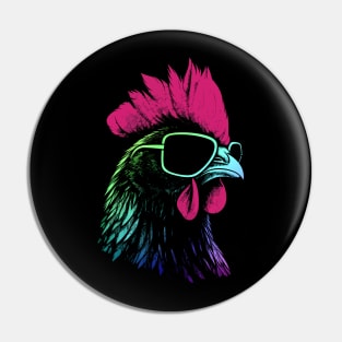 Chicken With Sunglasses Colors Pin