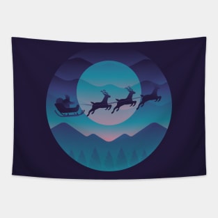 Santa flying his sleigh Tapestry