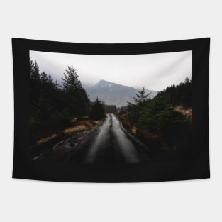 Empty Road To Scottish Highlands in Moody Cloudy Weather Isle of Skye Tapestry