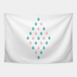 Turquoise blue and coral pink raindrops Tapestry