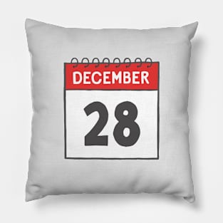 December 28th Daily Calendar Page Illustration Pillow