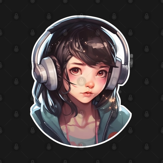 Cute headphone anime girl by AestheticsArt81