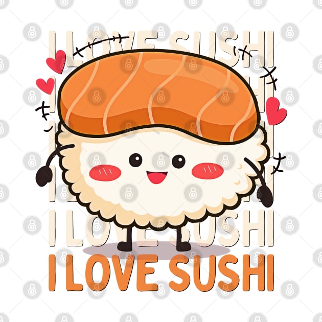 I love Sushi Cute Kawaii Sushi Animal Life is better eating sushi ramen Chinese food addict by BoogieCreates