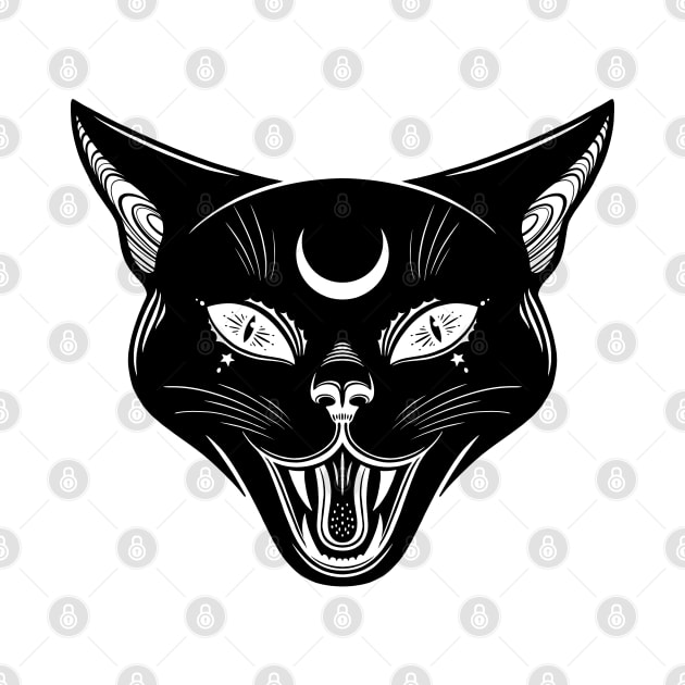 Angry Black withes cat. Happy Halloween by OccultOmaStore