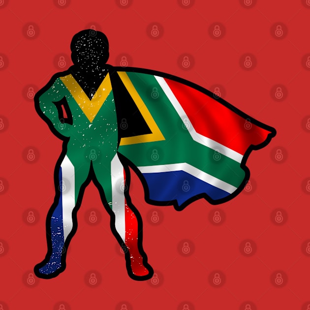 African Hero Wearing Cape of Africa Flag Hope and Peace Unite in Africa by Mochabonk