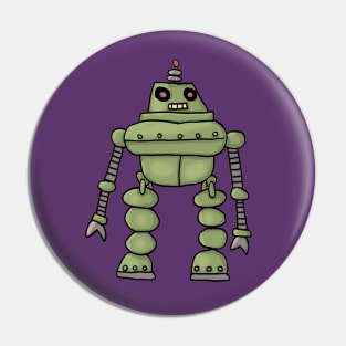 Big Green Retro Robot Pin