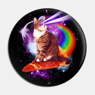 Cat in Space Riding Pizza Pin