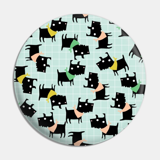 Cute Dogs Pattern on Blue Background Pin by kapotka