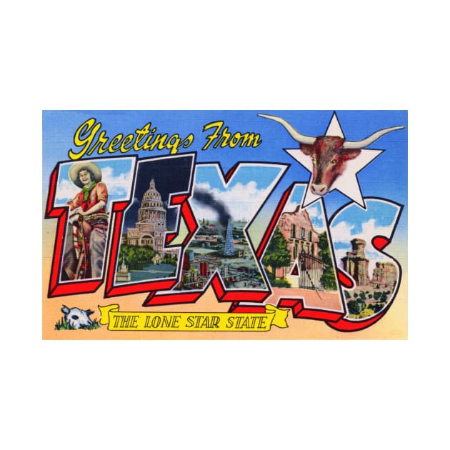 Greetings from Texas, the Lone Star State - Vintage Large Letter Postcard by Naves