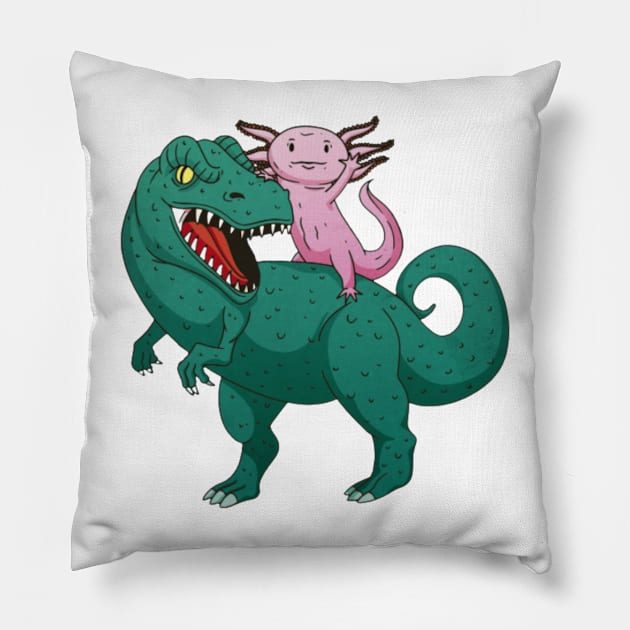 Axolotl riding a T-Rex Pillow by Digital-Zoo