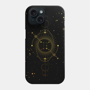 Cosmic Gemini Gold Texture Phone Case