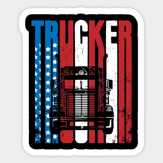 American Flag Semi Truck Driver Gifts Truck Lovers Trucker - Truck Driver -  Sticker