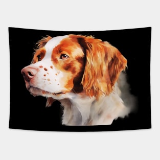 Watercolor Brittany Spaniel Face Tapestry
