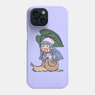 I draw happy mini squid girl riding a snail with leaf umbrella / Shinryaku Ika Musume Phone Case