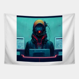 Cyberpunk hacker Tapestry