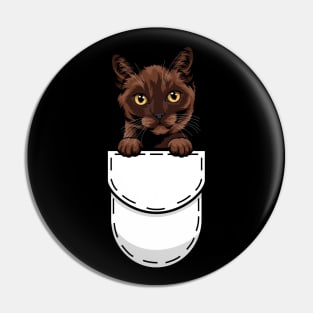 Funny Burmese Pocket Cat Pin