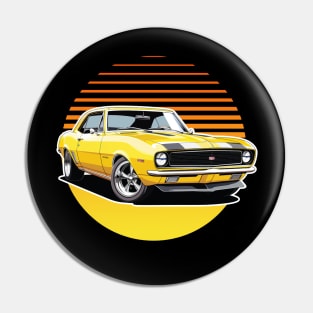 1967 Yellow Camaro Vintage American Muscle Pin