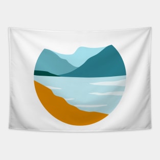 Mountain Lake Landscape Minimalist Tapestry