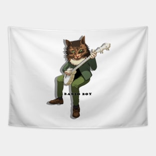 Banjo Boy Cat - With Text - Small Print Version Tapestry